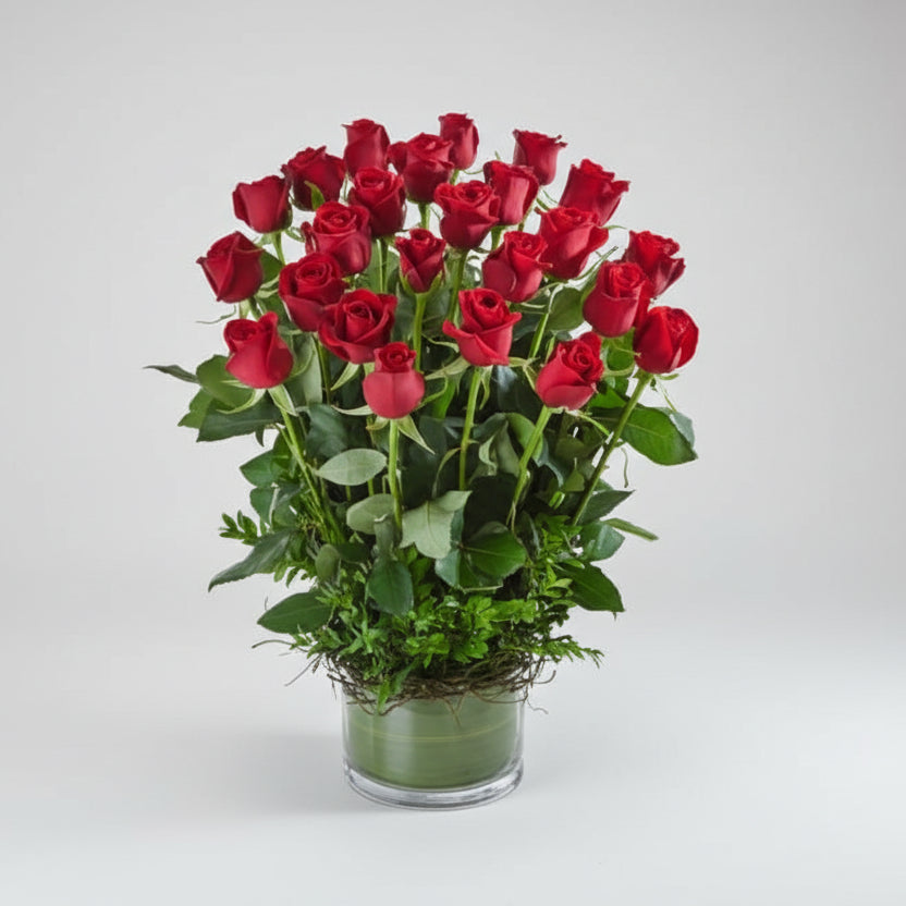 2 Dozen Red Roses Vase