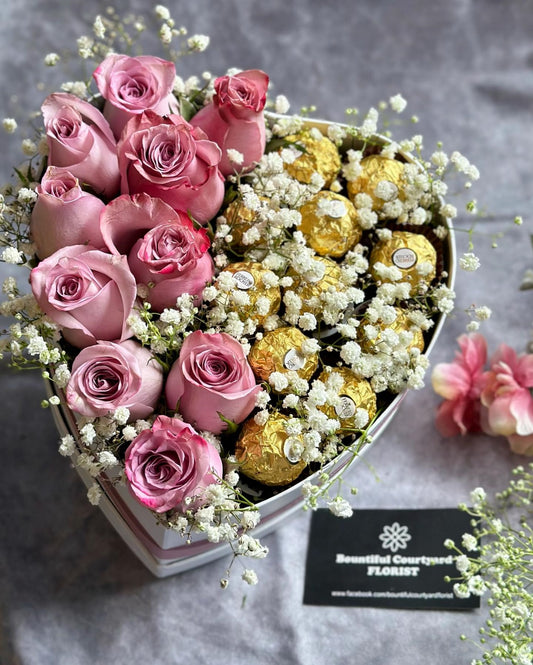Roses & Chocolates Heart Box