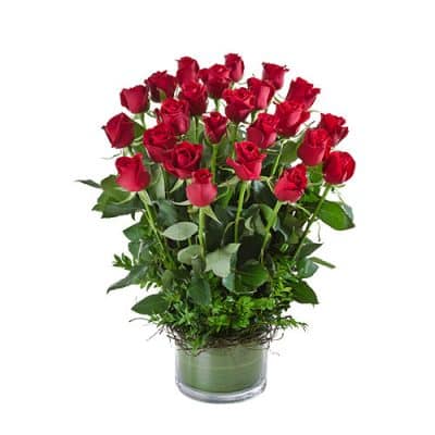 2 Dozen Red Roses Vase